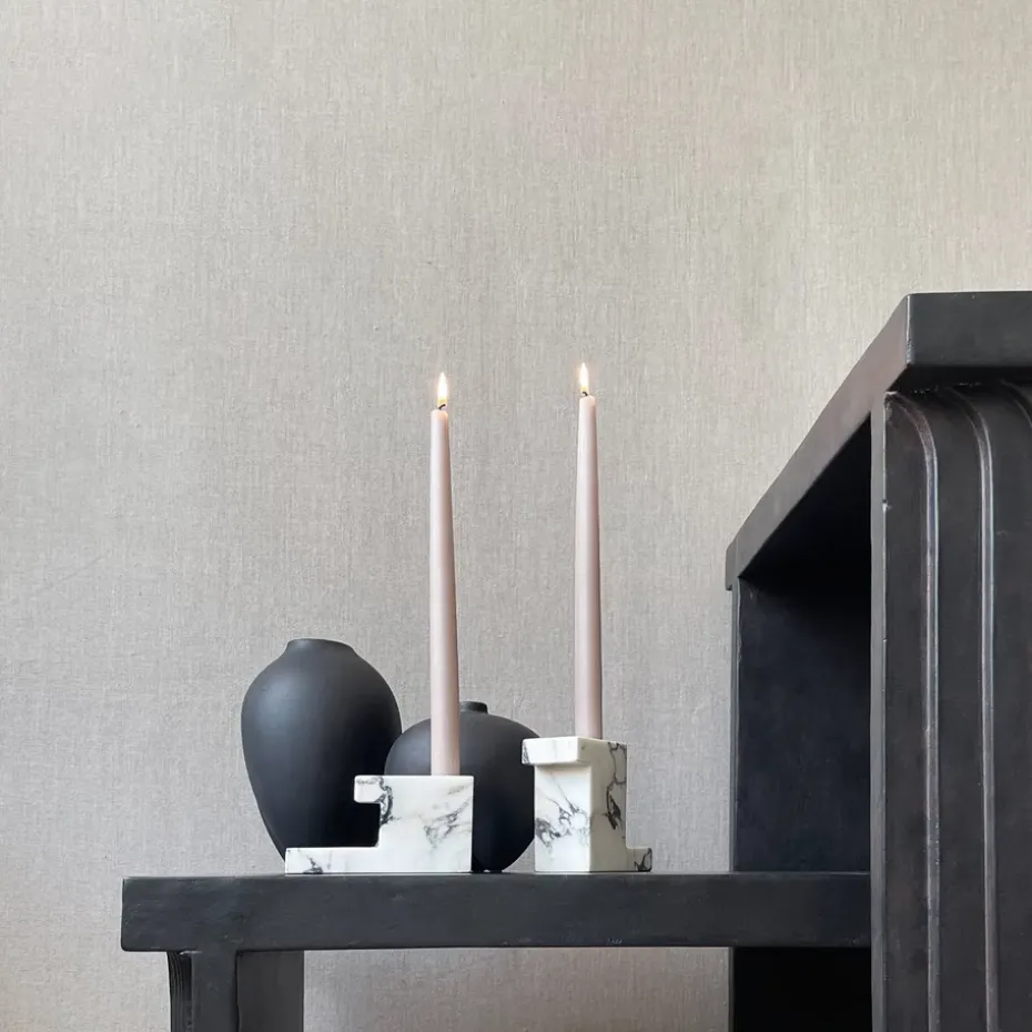 Brick high candle holder 10.5x12.5 cm, Calacatta