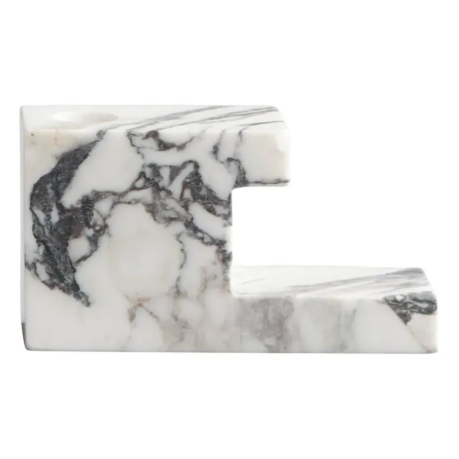 Brick low candle holder 7.5x14 cm, Calacatta