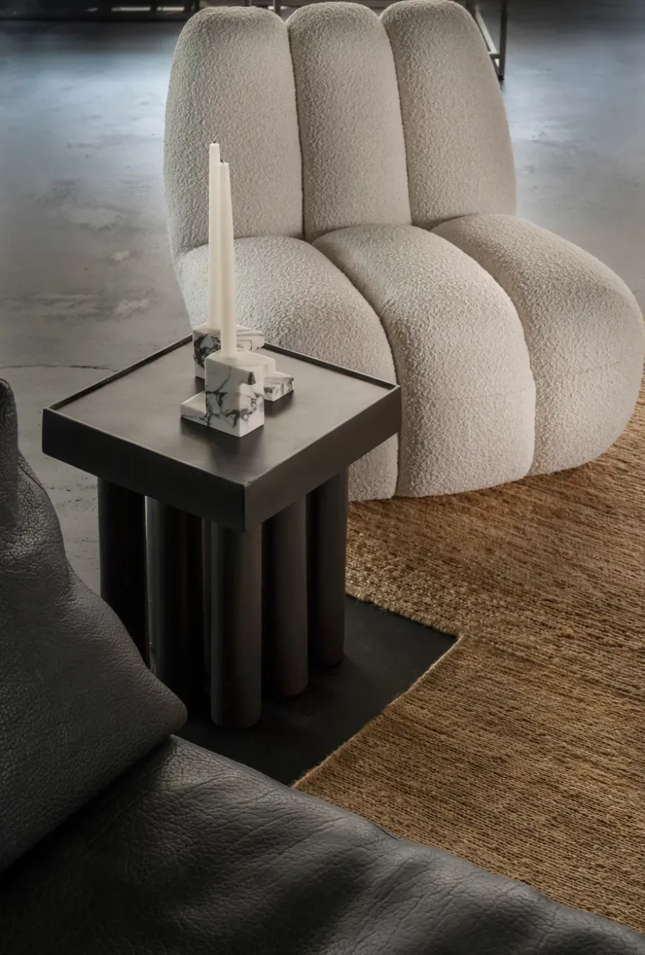 Brick low candle holder 7.5x14 cm, Calacatta
