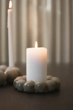 Bright candle tray Ø17 cm, Beige