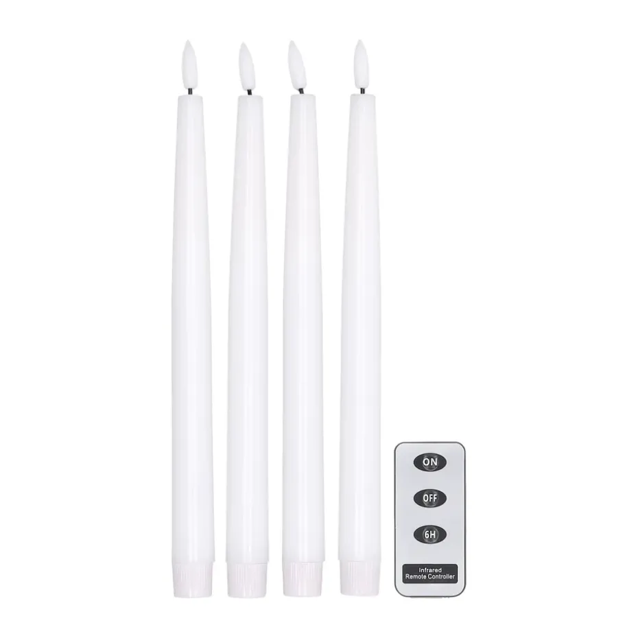 Bright LED-candle 28.5 cm 4-pack with remote control , White