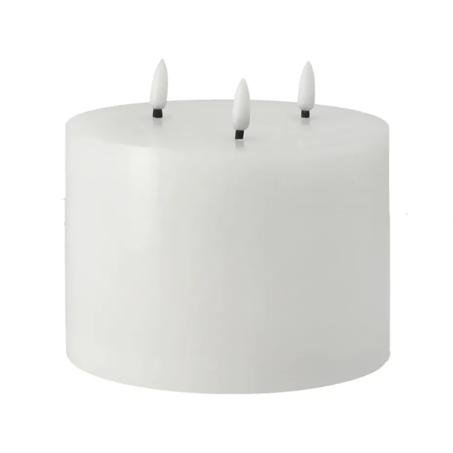 Bright Melt block candle LED 3 wicks 13 cm, White