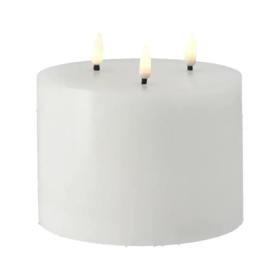 Bright Melt block candle LED 3 wicks 13 cm, White