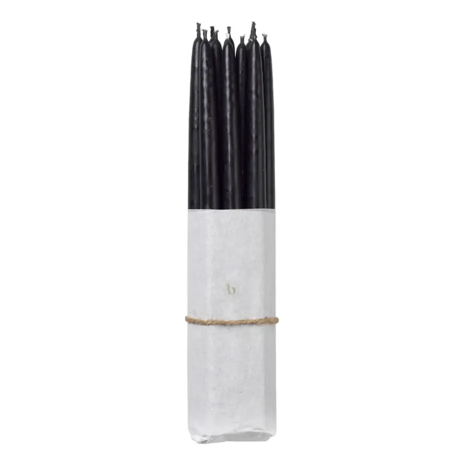 Broste Copenhagen dipped antique candles 10-pack, Simply black
