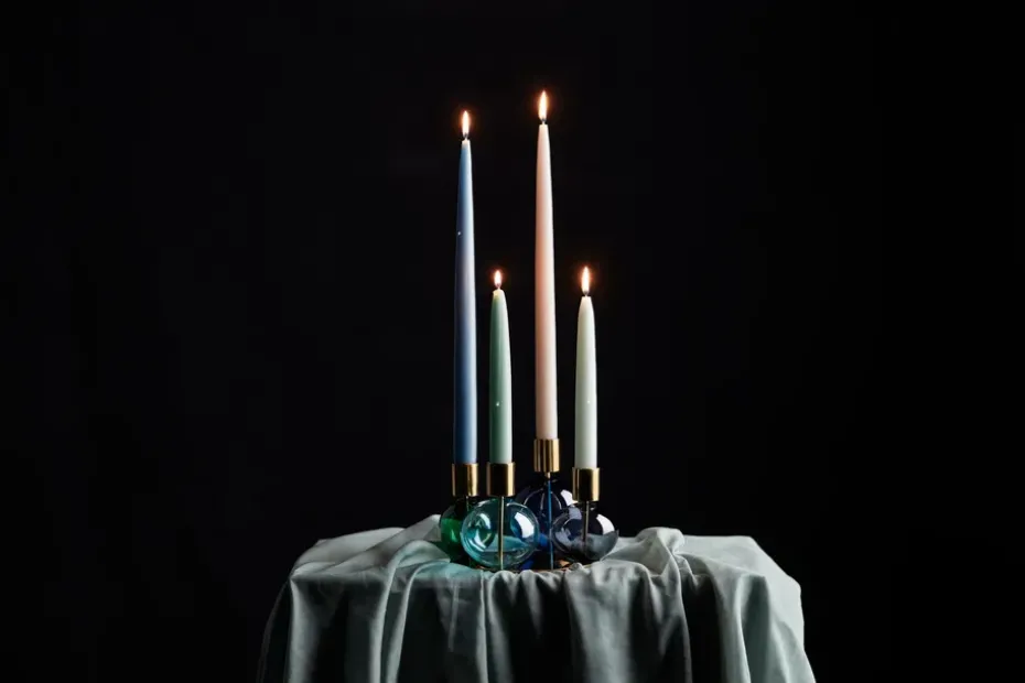 Bubble 4-arm candlestick Ø17.5x12 cm, Blue-green-smoke