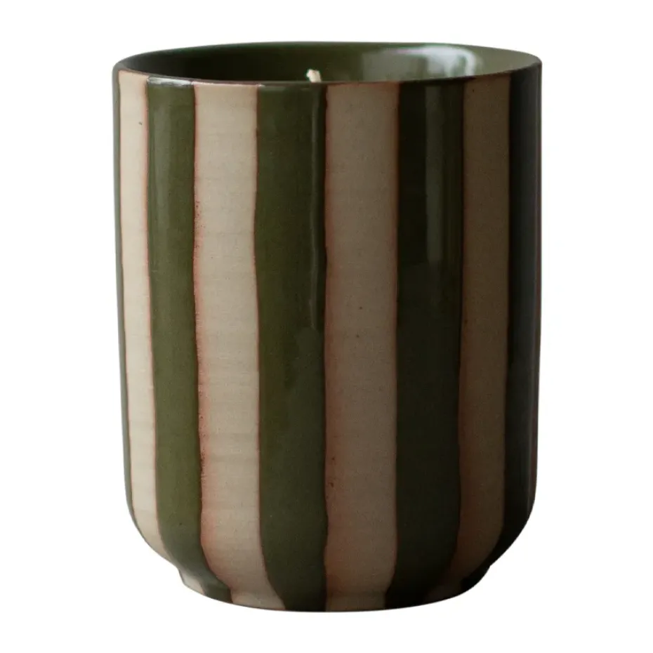 Burn scented candle 60 h, Stripe green