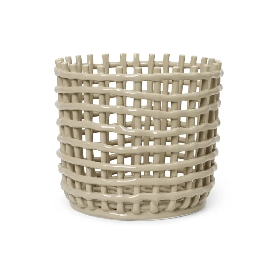 Ceramic braided basket Ø23.5 cm, cashmere