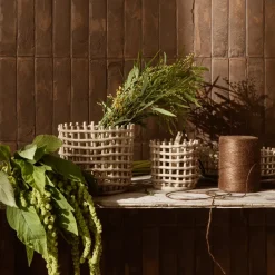 Ceramic braided basket Ø23.5 cm, cashmere