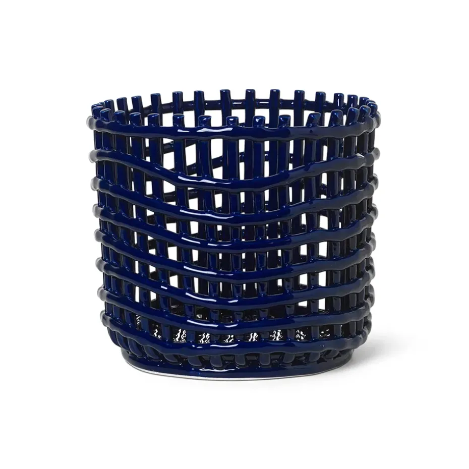Ceramic braided basket Ø23.5 cm, blue