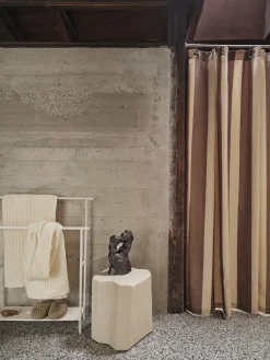 Chambray shower curtain, Carob brown-parchment