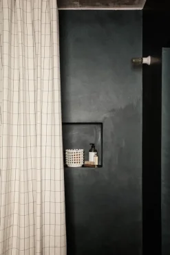 Chambray shower curtain, Checked