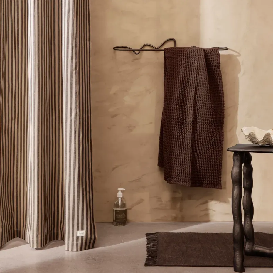 Chambray shower curtain, Sand-black