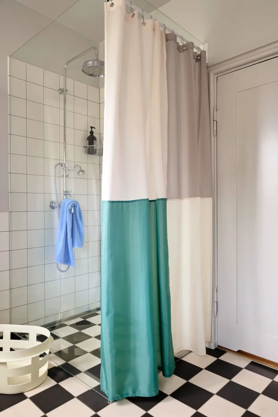 Check shower curtain 180x200 cm, Green