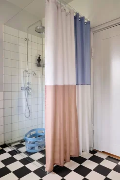 Check shower curtain 180x200 cm, Blue