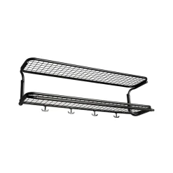 Classic 650 hat shelf, Black/black, 2 levels, 100 cm