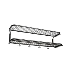 Classic 650 hat shelf, Black/chrome, 2 levels, 90 cm