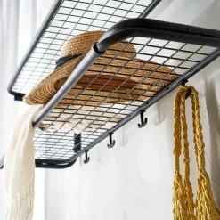Classic 650 hat shelf, Black/chrome, 2 levels, 120 cm