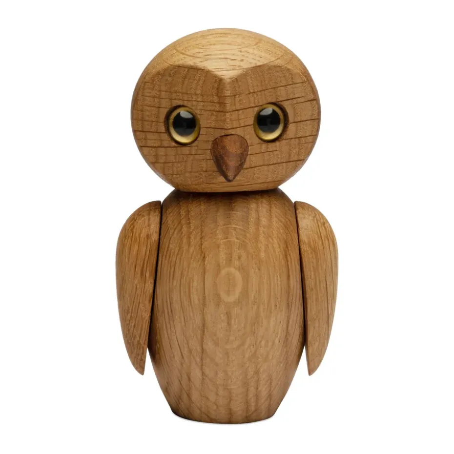 Clever owl decoration 10 cm, Oak