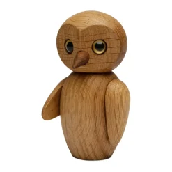 Clever owl decoration 10 cm, Oak