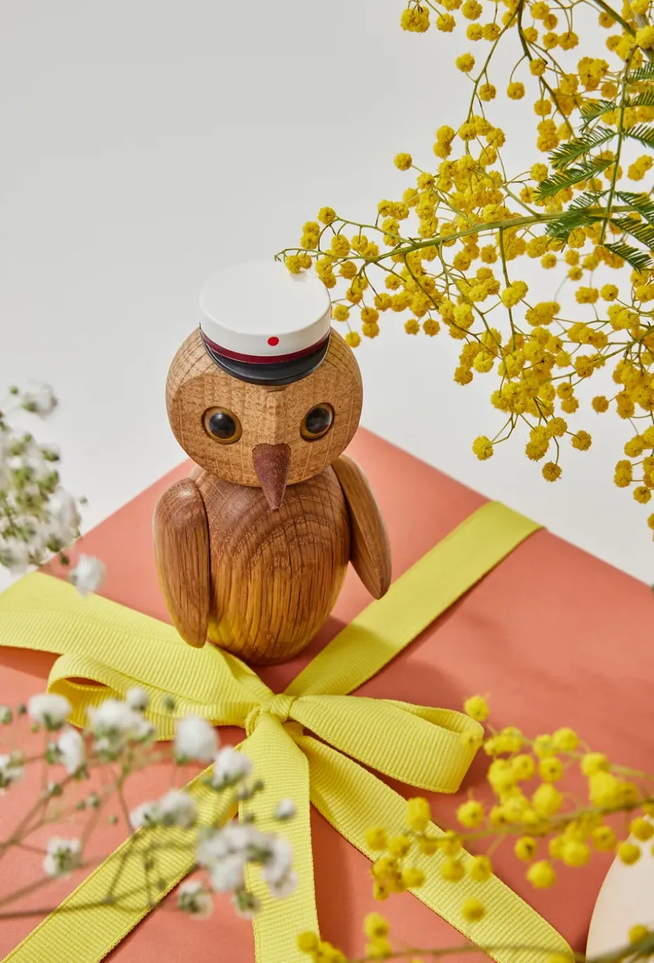 Clever owl decoration 10 cm, Oak