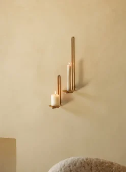 Clip tealight holder wall 20 cm, Brass