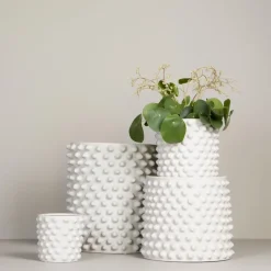 Cloudy flower pot matte white, mini