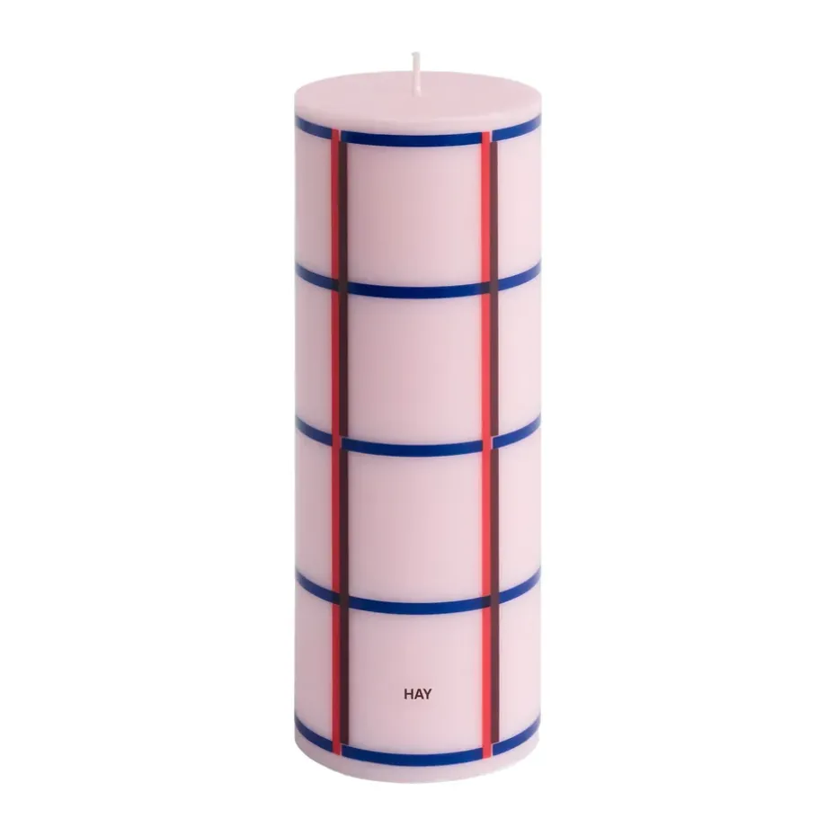 Column Candle block candle medium 20 cm, Light pink-red-bordeaux-dark blue