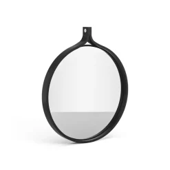 Comma Mirror round Ø40 cm, Ash black oiled