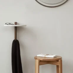 Corbel shelf, Marble carrara, dark stained oak