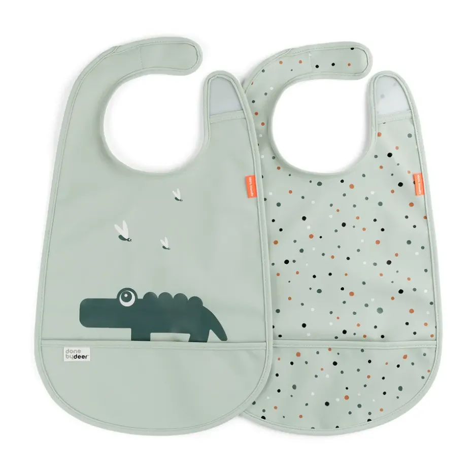 Croco bib with Velcro 2-pack, Green