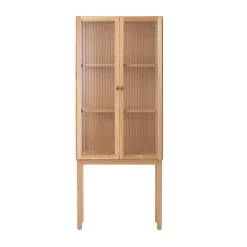 Curiosity cabinet with glass doors 168 cm, Oak