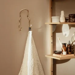 Curvature hook double, brass