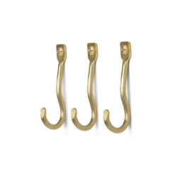 Curvature hook 3-pack, brass
