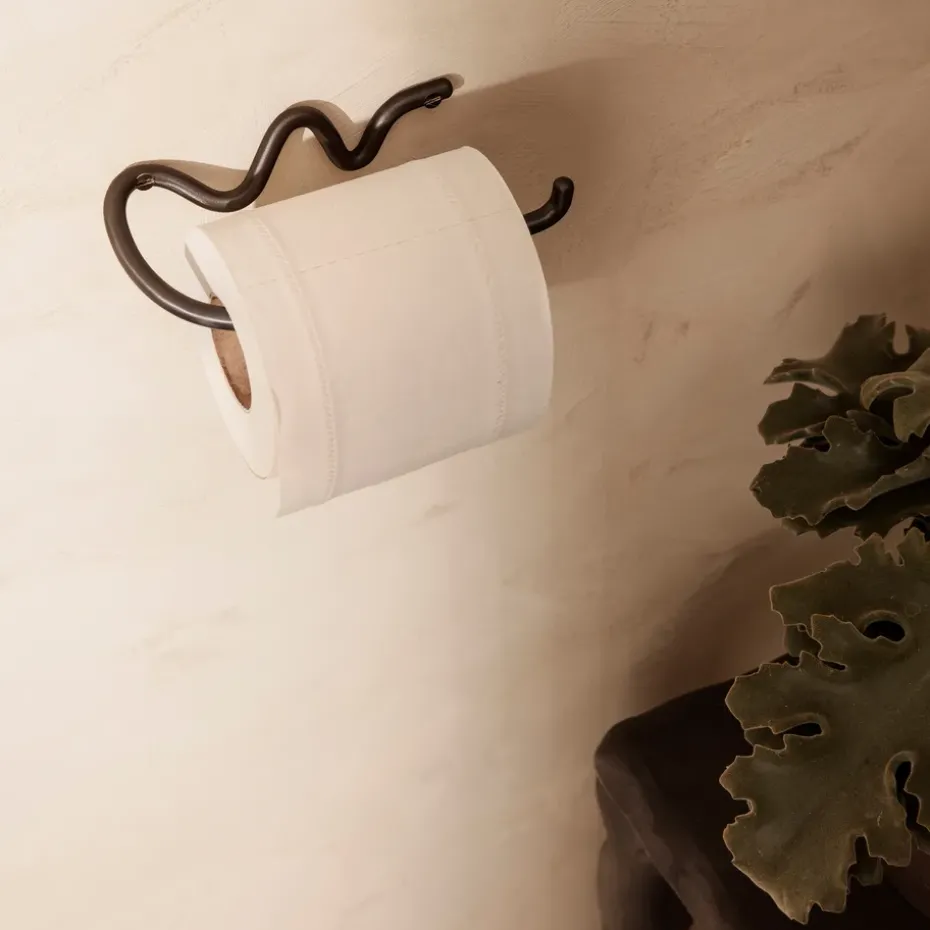 Curvature toilet paper holder, Black brass