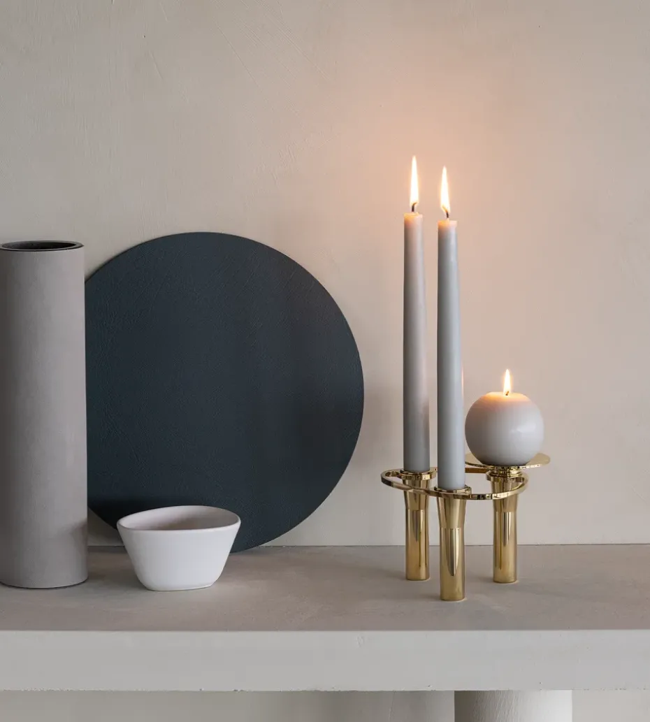 Curve Candlestick, Gold, tray