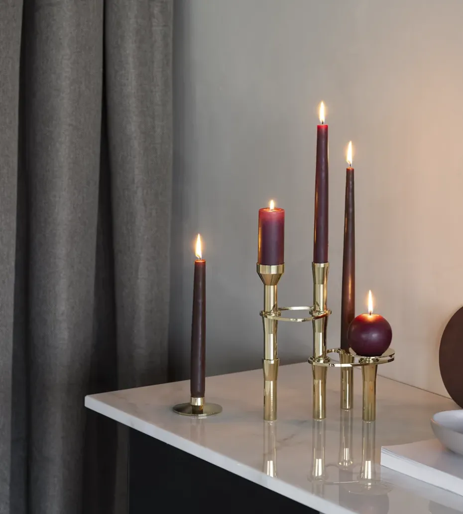 Curve Candlestick, Gold, tray