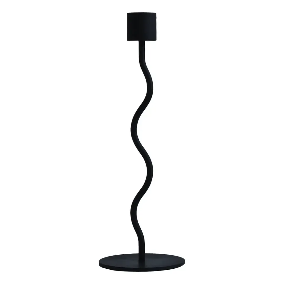 Curved candle holder 23 cm, Black