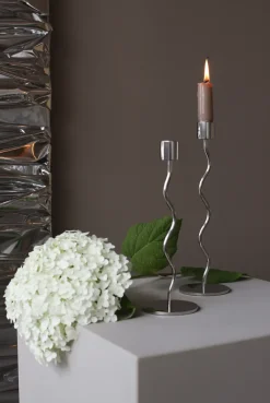 Curved candle holder 23 cm, Rostfritt stål
