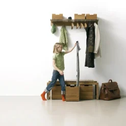 Cutter Wardrobe coat rack with shelf, Teak