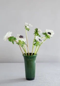 Daisy vase glazed Ø12 cm, green