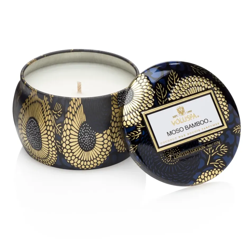Decorative tin candle 25 hours, Moso Banboo