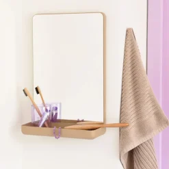 Design Letters Wall-mounted mirror with shelf, Beige