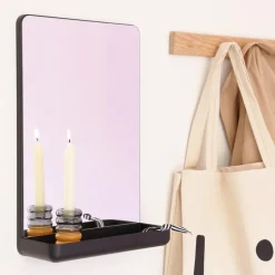 Design Letters Wall-mounted mirror with shelf, Black