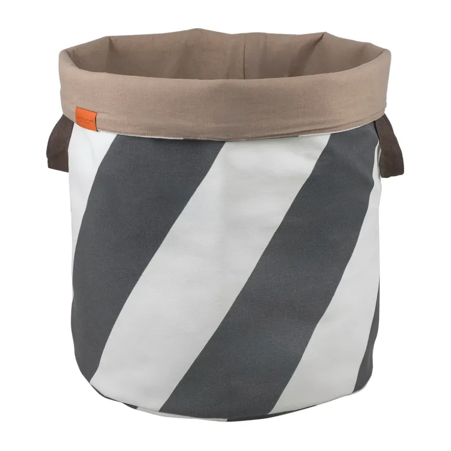 Diagonal laundry basket Ø40x50 cm, Dark grey-off-white