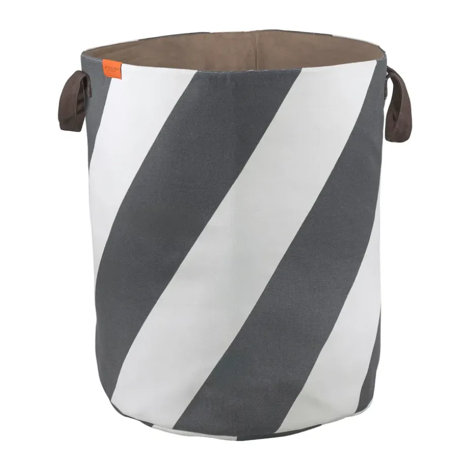 Diagonal laundry basket Ø40x50 cm, Dark grey-off-white