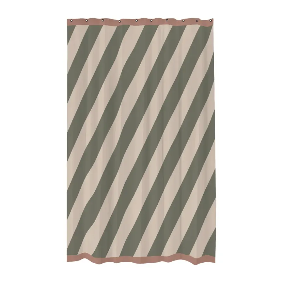 Diagonal shower curtain 150x200 cm, Dark olive