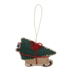 Dog sleigh organic cotton Christmas hanging, Multi