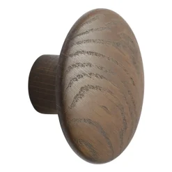 Dots wood hook dark stained brown, Ø9 cm