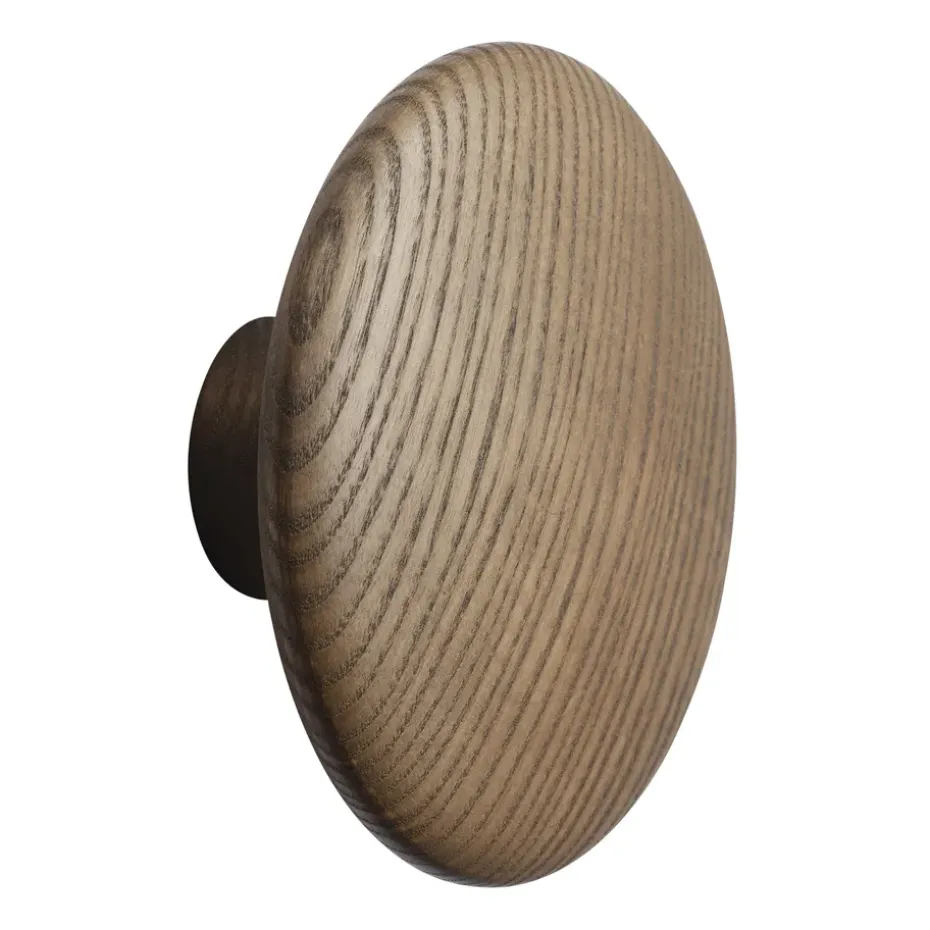 Dots wood hook dark stained brown, Ø13 cm