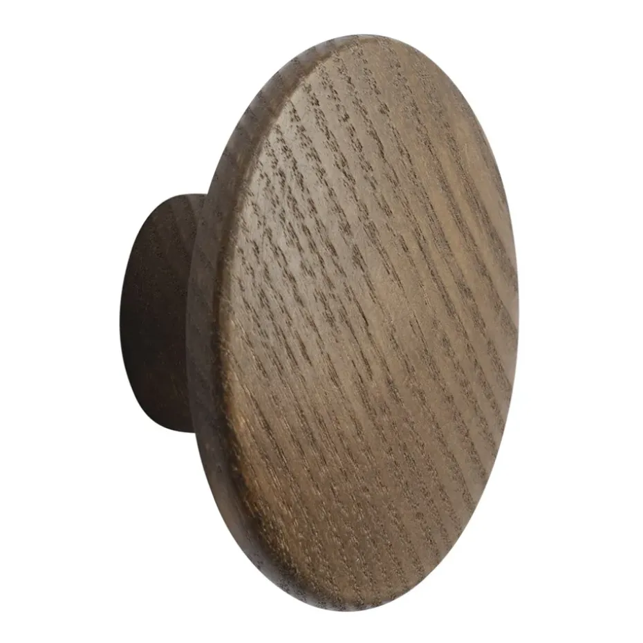Dots wood hook dark stained brown, Ø6.5 cm